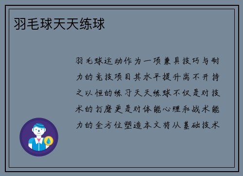 羽毛球天天练球